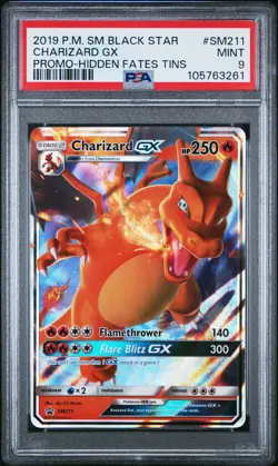 Pokemon Charizard Hidden Fates Black Star Promo Tin SM211 PSA 9 - Image 1