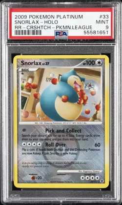 2009 POKEMON PLATINUM RISING RIVALS #33 SNORLAX-HOLO PSA 9 - Image 1