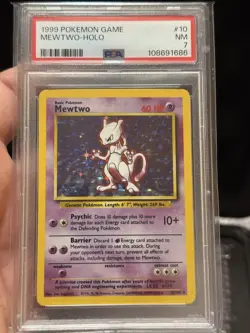 1999 POKEMON BASE SET UNLIMITED #10 MEWTWO-HOLO PSA 7 - Image 1