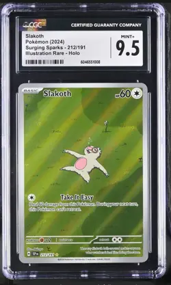 Pokemon TCG Surging Sparks Slakoth 212/191 Illustration Rare CGC mint+ 9.5 - Image 1
