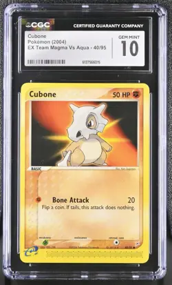 2004 Pokemon Cubone Common EX Team Magma VS Team Aqua 40/95 CGC 10 GEM MINT - Image 1