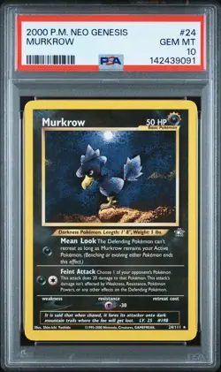 2000 POKEMON NEO GENESIS #24 MURKROW PSA 10 LOW POP - Image 1