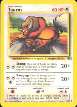 Pokemon TCG - Tauros Jungle 47/64 HP - Image 1