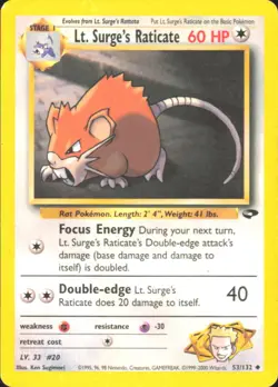 Lt. Surge's Raticate Gym Challenge 053/132 MP - Pokemon TCG - Image 1