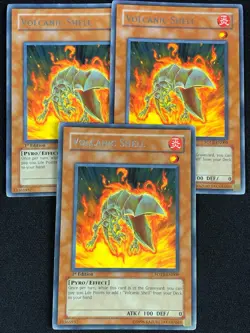 YUGIOH VOLCANIC SHELL FOTB-EN009 1ST RARE X3 (LP) - Image 1