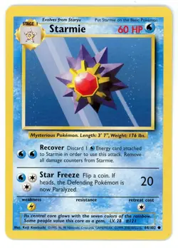 Starmie 64/102 Base Set 4th Print Pokemon Card - Image 1