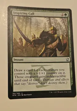 Inspiring Call Dragons of Tarkir Regular Green Draw Card For +1/1 Tokens - Image 1