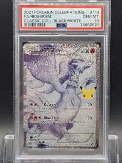 PSA 10 Reshiram 113/114 Celebrations 25th Anniversary Pokemon Trading Card - Image 1