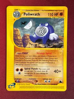 POLIWRATH 26/144 SKYRIDGE RARE non-holo E-READER Pokemon TCG card NM+ CLEAN - Image 1
