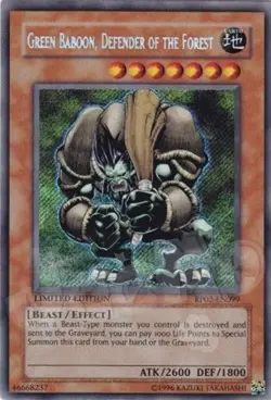 Green Baboon Defender of the Forest - Limited Secret Rare NM - Free Holo Card - Image 1