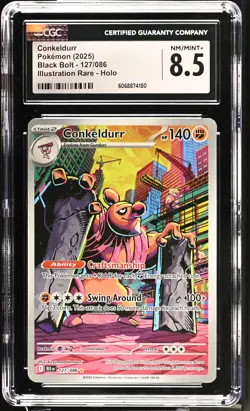 Pokemon GRADED Conkeldurr 127/086 Black Bolt IR NM/8.5 ENGLISH - Image 1