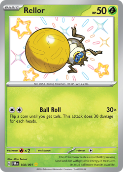 Rellor 108/091 Shiny Rare Paldean Fates Pokemon NM/M - Image 4