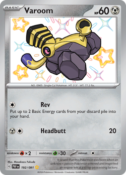 Varoom 192/091 Shiny Rare Paldean Fates Pokemon NM/M - Image 4