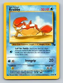 Pokemon TCG Krabby Unlimited Common Fossil 51/62 - Image 1