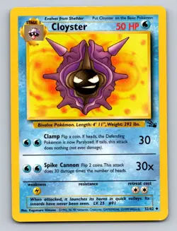Pokemon TCG Cloyster Unlimited Uncommon Fossil 32/62 - Image 1