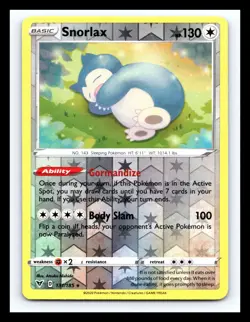 💥 Snorlax # 131/185 Reverse Holo Rare Pokemon Vivid Voltage - 2020 - Image 1