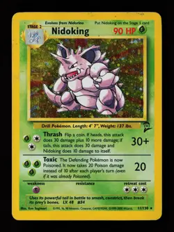 Nidoking 11/130 Holo Rare Base Set 2 Heavily Played Pokemon Card - Image 1
