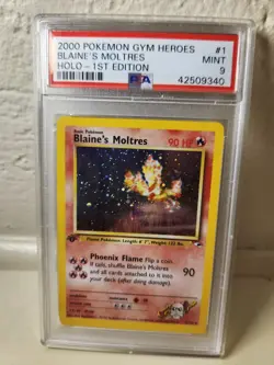 2000 BLAINE'S MOLTRES HOLO-1ST EDITION POKEMON GYM HEROES PSA 9 MINT! 💫 - Image 1