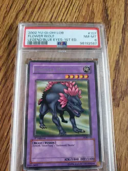 2002 Yu-Gi-Oh LOB-107 Flower Wolf Legend Blue Eyes 1st Edition Rare PSA 8 NM-MT - Image 1