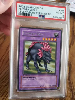2002 Yu-Gi-Oh LOB-107 Flower Wolf Legend Blue Eyes 1st Edition Rare PSA 8 NM-MT - Image 2