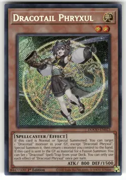 Dracotail Phryxul DOOD-EN023 Secret Rare Doom of Dimensions Yu-Gi-Oh Near Mint - Image 1