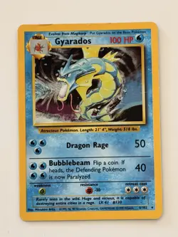 Pokemon Gyarados TCG Holo Card Base Set, Unlimited Rare, 6/102 - Image 1