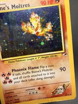 Pokemon Cards Blaine's Moltres 1/132 Gym Heroes Holo Rare Swirl HP-e - Image 2