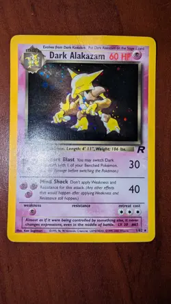 Pokemon TCG Dark Alakazam Holo Rare Card 1/82 HP - Image 1