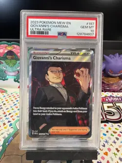Pokemon TCG Giovanni's Charisma Mew 151 Ultra Rare Trainer Card 197/165 PSA 10 - Image 1