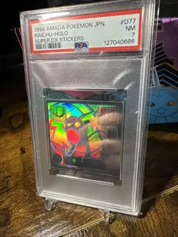 1998 Pokemon Super DX Amada #D77 Raichu Hyper Sticker PSA 7 - Image 1