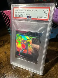 1998 Pokemon Super DX Amada #D77 Raichu Hyper Sticker PSA 7 - Image 3