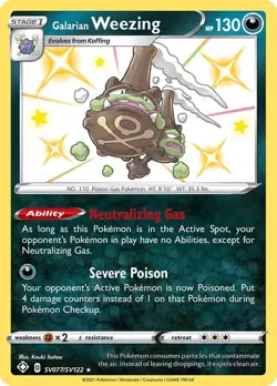 Pokemon TCG Galarian Weezing Shining Fates SV077/SV122 Holo Shiny Vault Rare - Image 1