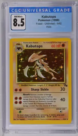 Pokemon Kabutops 9/62 Holo Unlimited Fossil - CGC 8.5 - Image 1