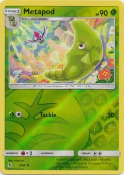 Metapod 2/68 Reverse Holo Hidden Fates Pokemon Card - NM - Image 1