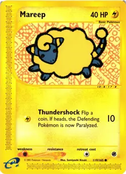 Pokemon TCG Mareep 119/165 Common Expedition Base Set LP - Image 1