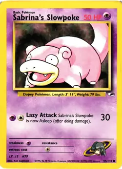 Pokemon TCG Sabrina's Slowpoke 95/132 Common Gym Heroes Unlimited LP/MP - Image 1