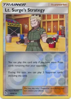 Lt Surge's Strategy 60/68 Reverse Holo Hidden Fates Pokemon Card - NM - Image 1