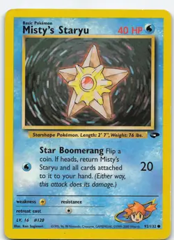 Misty's Staryu 092/132 Gym Challenge Common Unlimited MP Pokemon TCG - Image 1