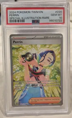 Pokemon Perrin TCG Scarlet & Violet Twilight Masquerade Holo 220/167 PSA 10 - Image 1