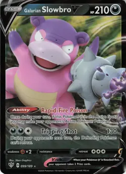 Galarian Slowbro V 099/189 Ultra Rare Holo SWSH03: Darkness Ablaze NM Pokemon - Image 1