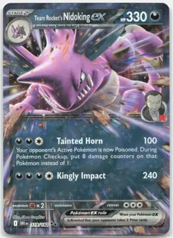 Team Rocket's Nidoking ex 119/182 Double Rare Destined Rivals Pokemon Near Mint - Image 1