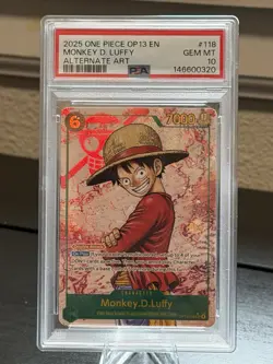 Luffy 2025 One Piece OP13 EN #118 SEC Rare Alt Art PSA 10 Gem Mint - Image 1
