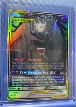 Pokemon Mewtwo and Mew Anime Card Full Art Fanart Custom Card Holo ACG DIY - Image 1