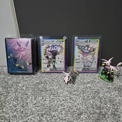 Pokemon Espeon Ex 175 & Umbreon Ex 176 Promo Cards. Figure, Pin and Sleeves - Image 1