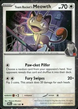 Team Rocket's Meowth (Cosmos Holo) 149/182 Miscellaneous Cards & Products NM - Image 1