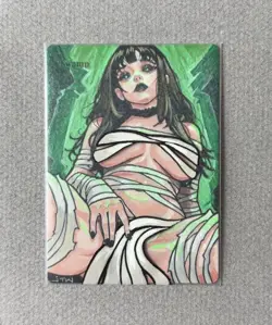 Magic MTG Altered Painted Swamp Mummy Anime Girl by white_alters - Image 1