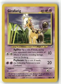 2000 Pokemon Neo Genesis Girafarig 58/111 Common NM - Image 1
