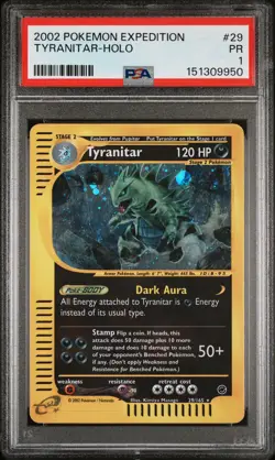 2002 POKEMON EXPEDITION #29 TYRANITAR-HOLO PSA 1 - Image 1