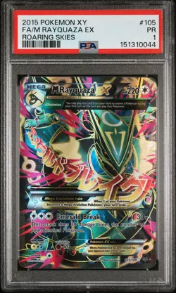 2015 POKEMON XY ROARING SKIES #105 FULL ART/M RAYQUAZA EX PSA 1 - Image 1