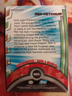 2000 Topps Pokemon - Heroes & Villains Ash Ketchum HV1 Foil Blue Logo - Image 2